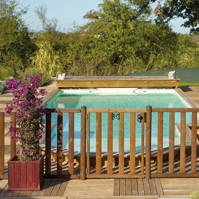 Barriere piscine bois à barreaux - Achat / Vente pas cher