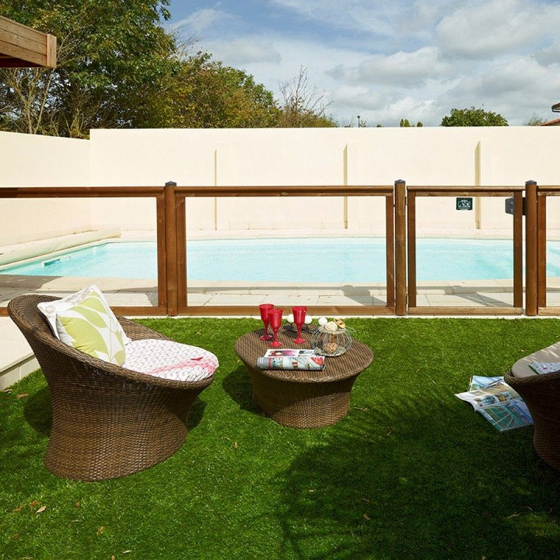 Barrière piscine bois & plexiglas - Longueur 180 cm -  Visual