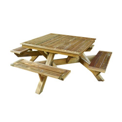 Table pique-nique carrée en bois PREMIUM - Longueur 2,16m