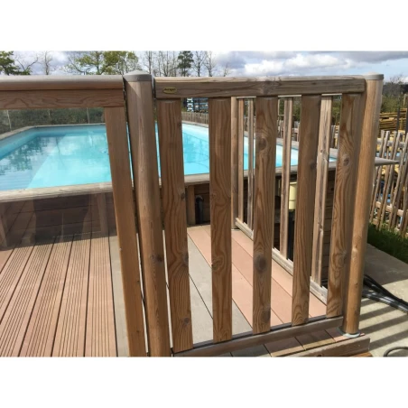 Portillon bois pour barrière piscine bois - A barreaux