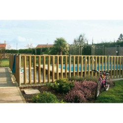 Barrière piscine bois à barreaux - Longueur 180 cm - Natural
