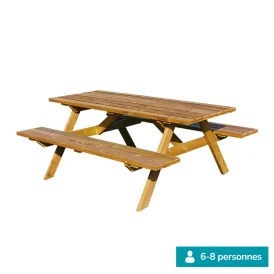 Table pique-nique bois premium rectangulaire - Longueur 2 m
