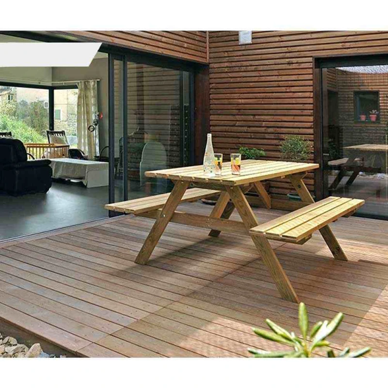 Table pique-nique bois premium rectangulaire - Longueur 2 m