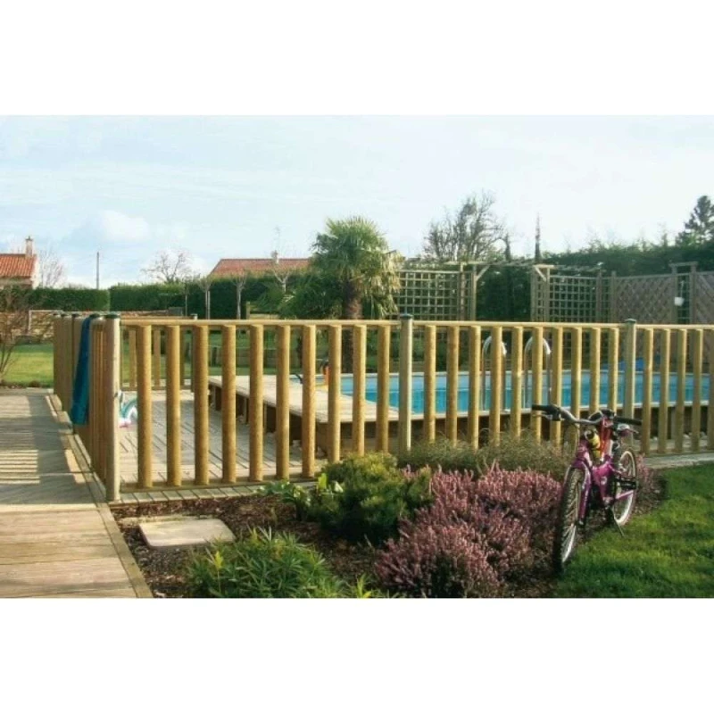Barrière piscine bois à barreaux - Longueur 180 cm - Natural