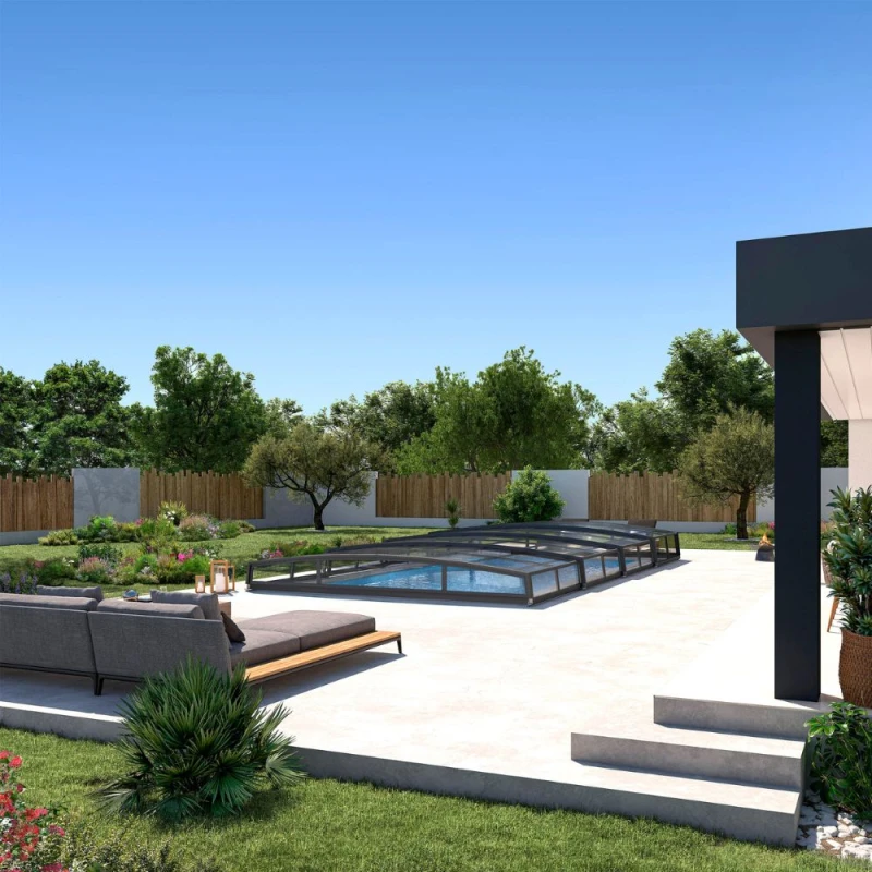 Abri piscine bas télescopique Monteo