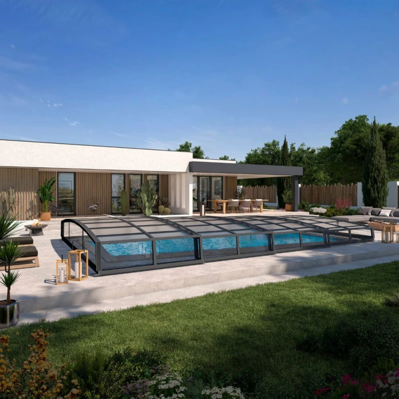 Abri piscine bas télescopique Monteo