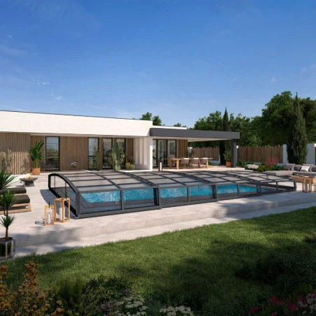 Abri piscine bas télescopique Monteo