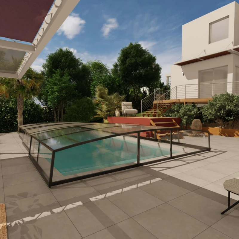 Abri piscine bas télescopique Monteo