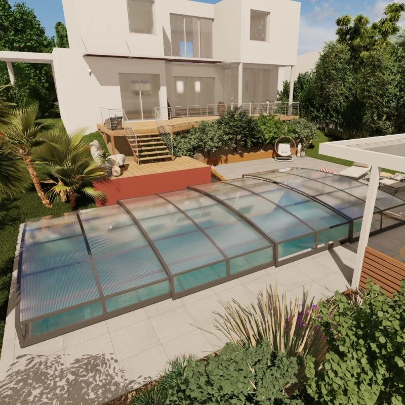 Abri piscine bas télescopique Monteo