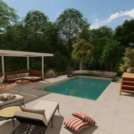 Abri piscine bas télescopique Monteo