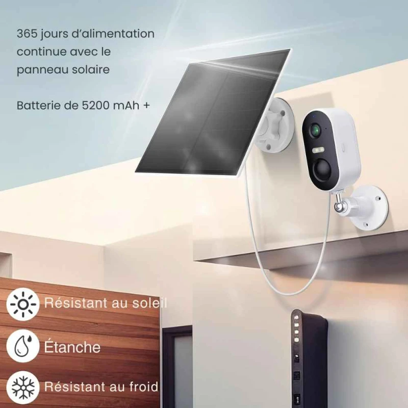 Caméra de surveillance extérieure solaire WiFi
