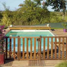 Portillon bois pour barrière piscine bois - à barreaux
