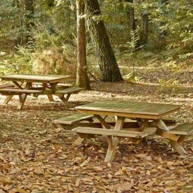 Table pique-nique carrée en bois premium - Longueur 2,16 m