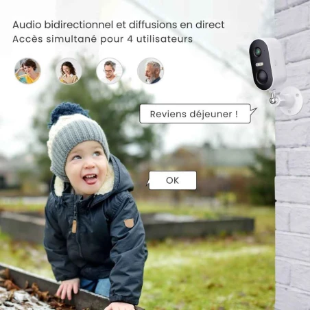 Caméra de surveillance extérieure solaire WiFi